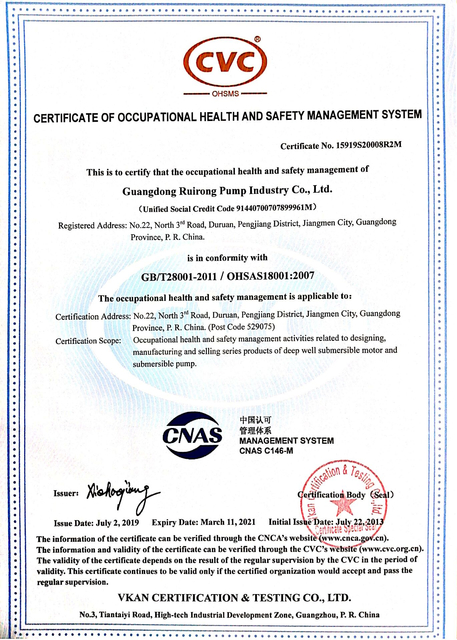Bomba sumergible de 50Hz